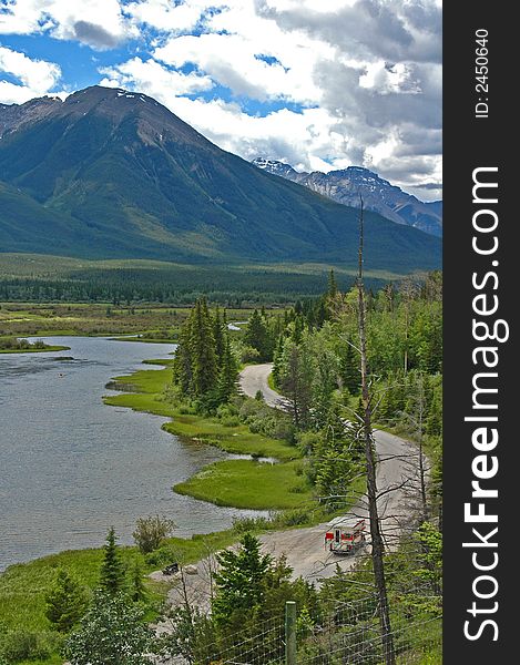 Camper pickup along the Bow River, Banff, Canada. I'd appreciate hearing how you use(d) my image(s)!. Camper pickup along the Bow River, Banff, Canada. I'd appreciate hearing how you use(d) my image(s)!