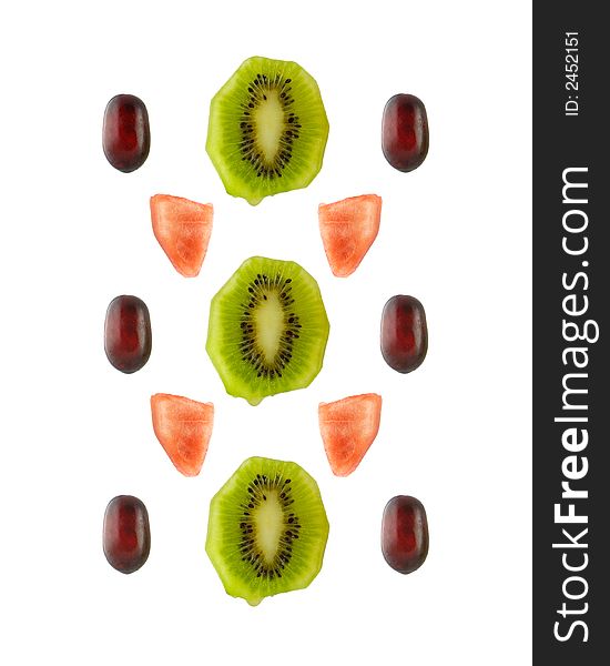 Kiwi melon and grape Fruit segments