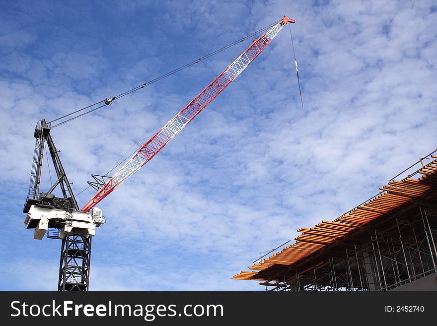 Giant crane at construction site