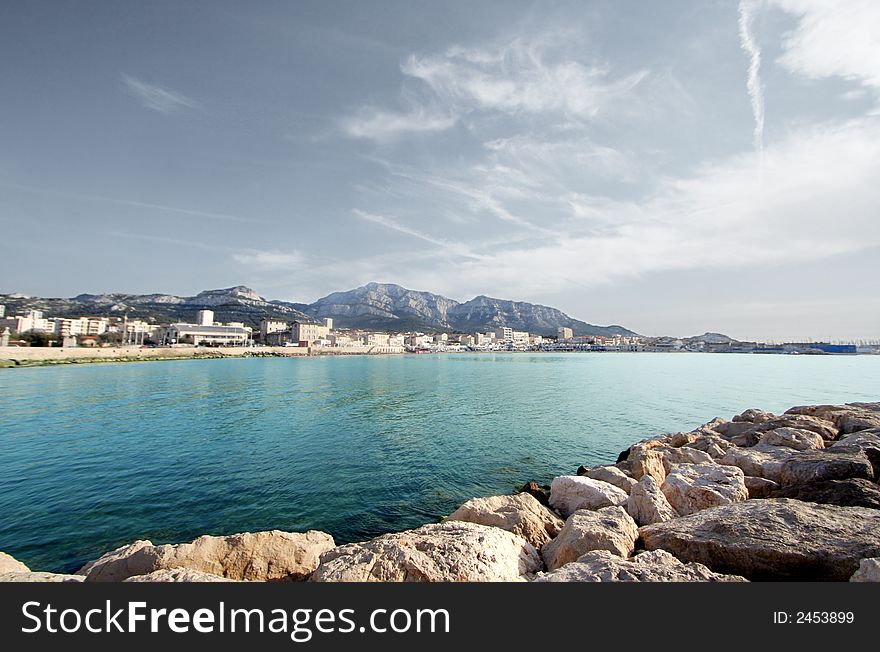 Experimenting with hdr style images, view of pointe rouge beach, marseille