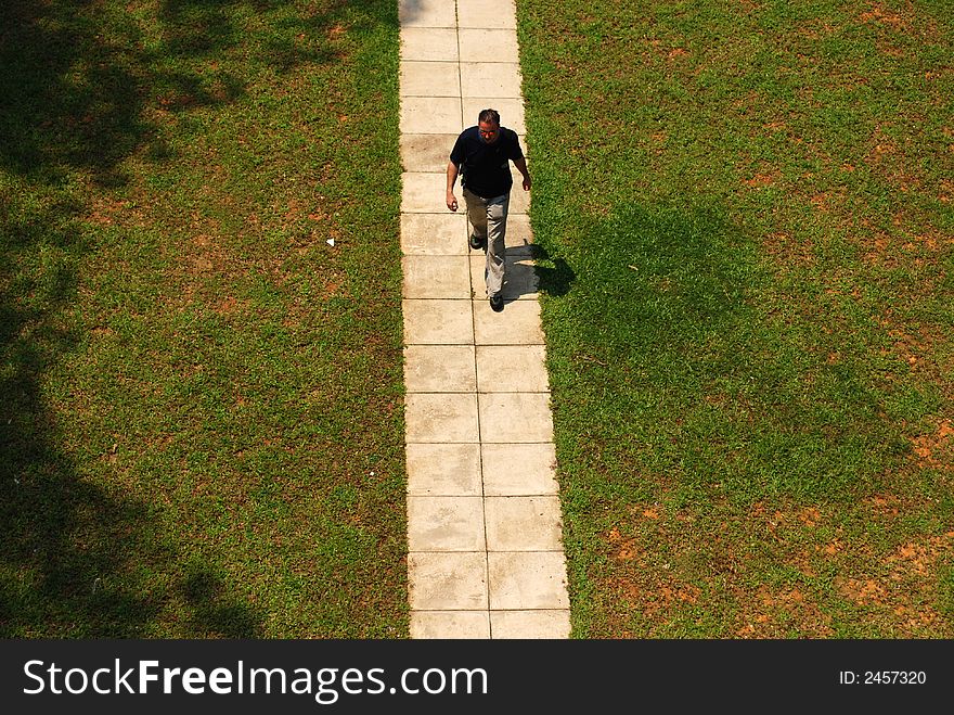 Man walking in the parks