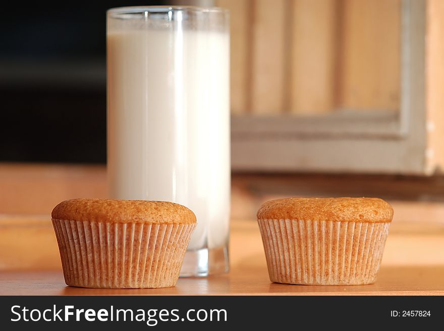An image with milk and cake. An image with milk and cake
