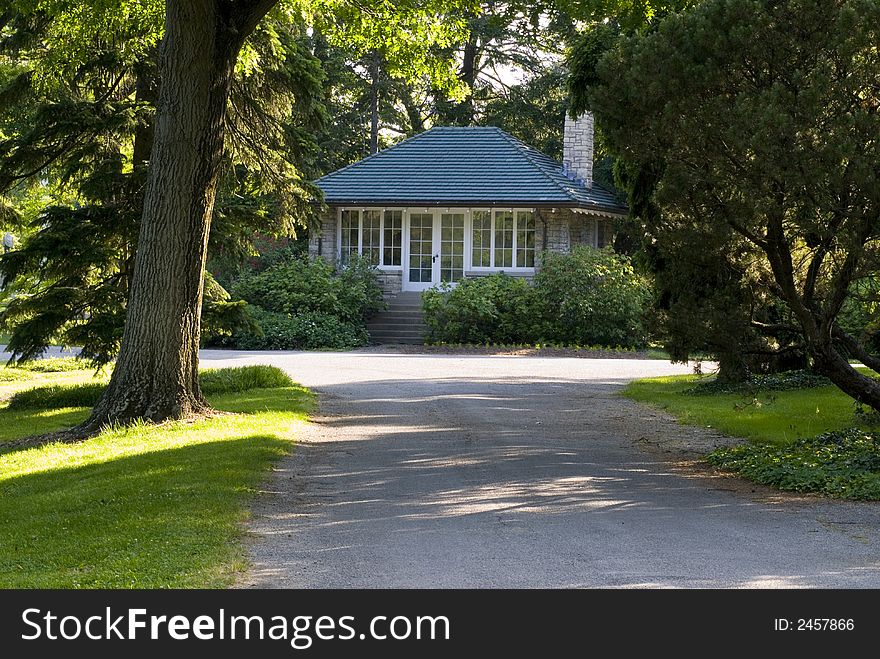 Small rest area on a secluded road in the cemetery. Small rest area on a secluded road in the cemetery