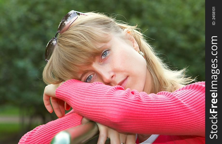 Portrait of the young nice girl close-up. Portrait of the young nice girl close-up