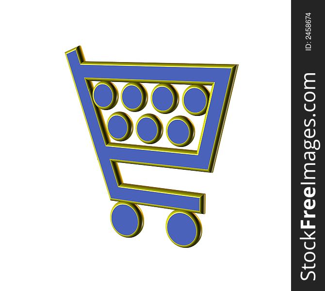 Multi coloured 3d shopping cart symbol