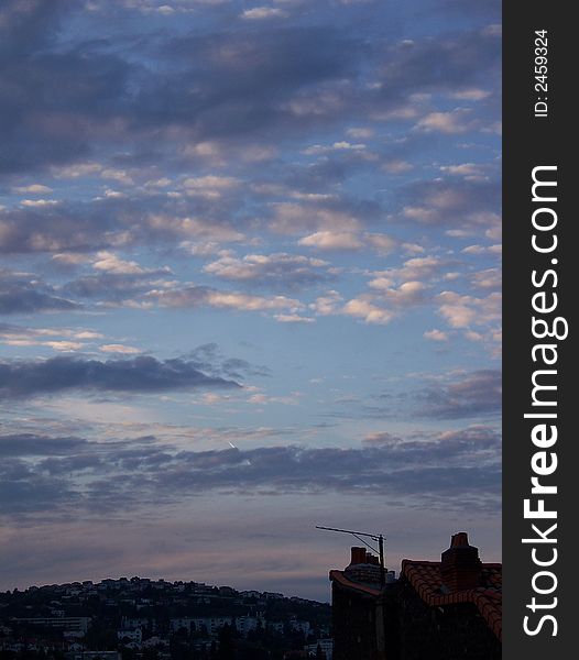 Twilight above the town in summer. Twilight above the town in summer