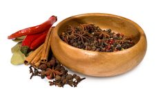 Assorted Spices On A White Background Stock Photography