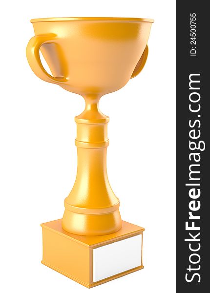 Golden cup isolated on white background