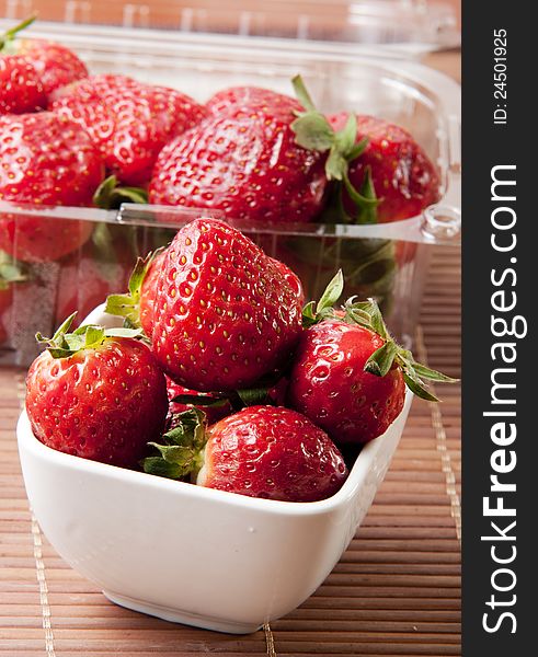 Strawberries in a Bowl close up