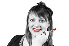 Girl Holding A Lipstick Stock Photos Girl Holding A Lipstick Stock Photos
