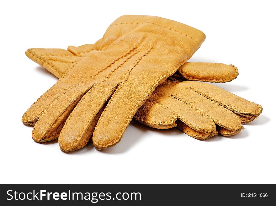 Men's Ginger Gloves isolated on white background. Men's Ginger Gloves isolated on white background