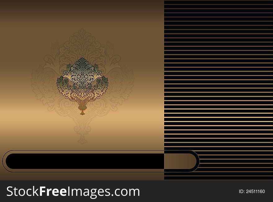 Golden background with floral patterns for the design of your text. Golden background with floral patterns for the design of your text.