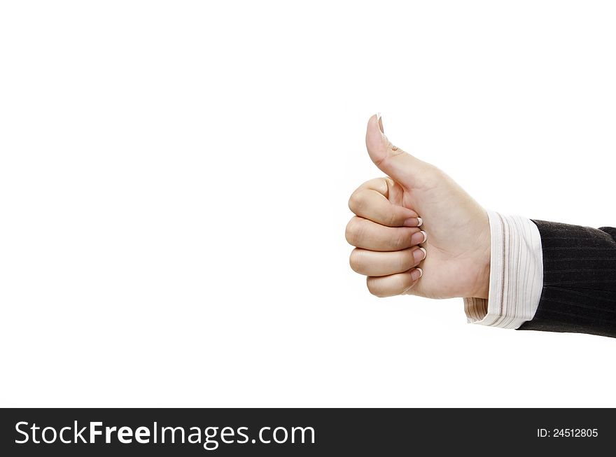 Woman hand with thumb up