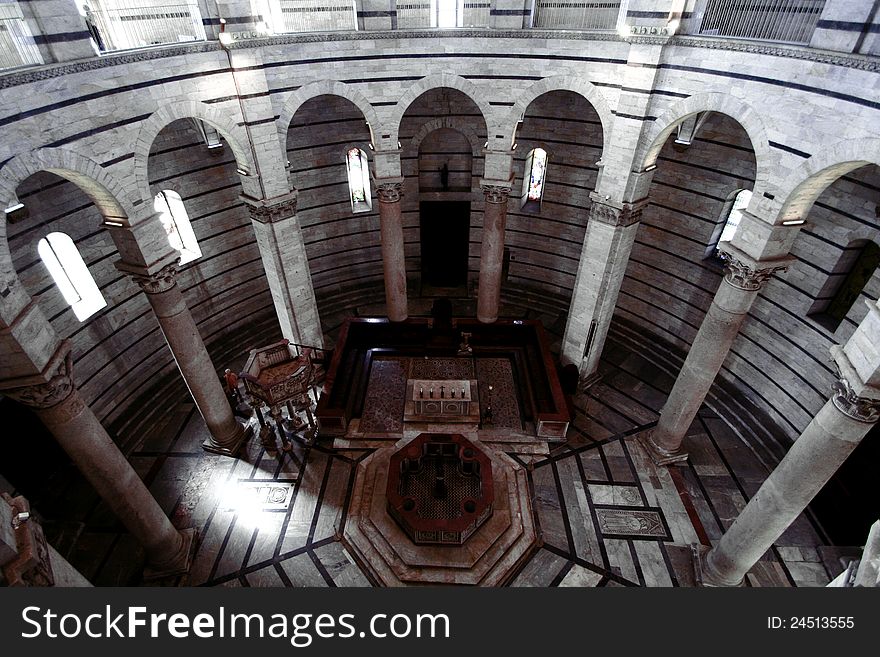 A shot of the baptistery in Pisa. A shot of the baptistery in Pisa