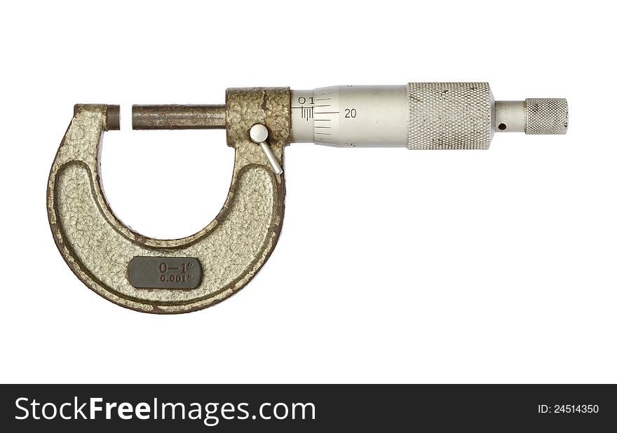 Rusty micrometer isolated on a white background
