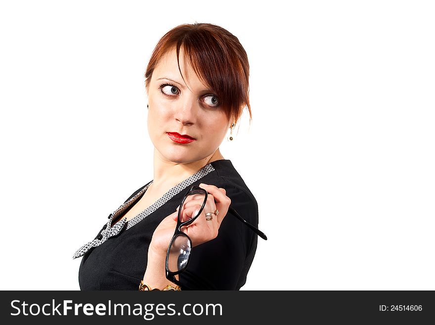 Business woman in glasses isolated. Business woman in glasses isolated