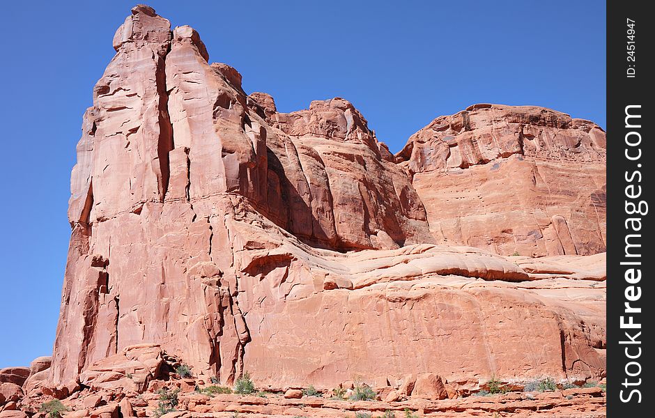 Huge Sandstone Rocks in Arches National Park, Utah in the USA