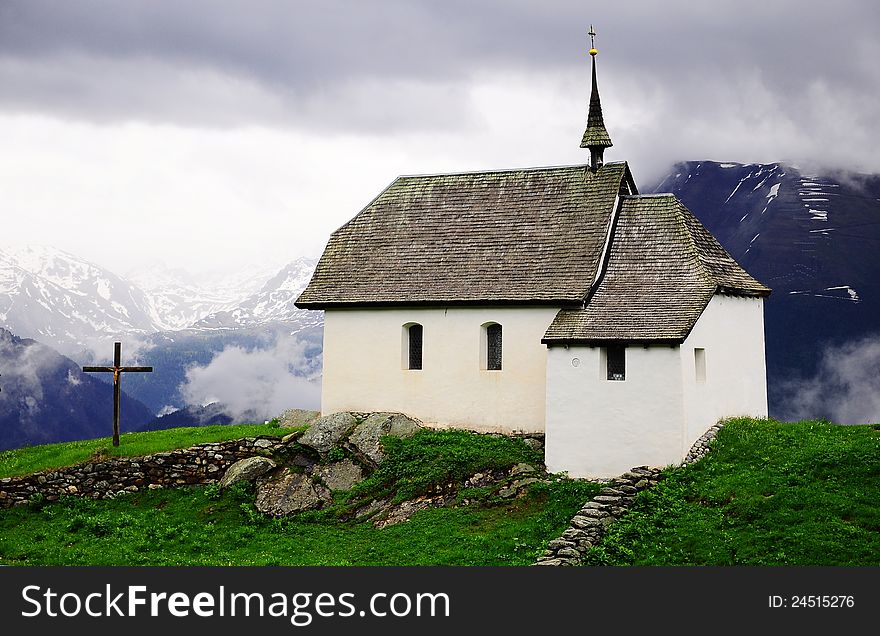 Church in Swiss Alps. Betten. Switzerland. Church in Swiss Alps. Betten. Switzerland.