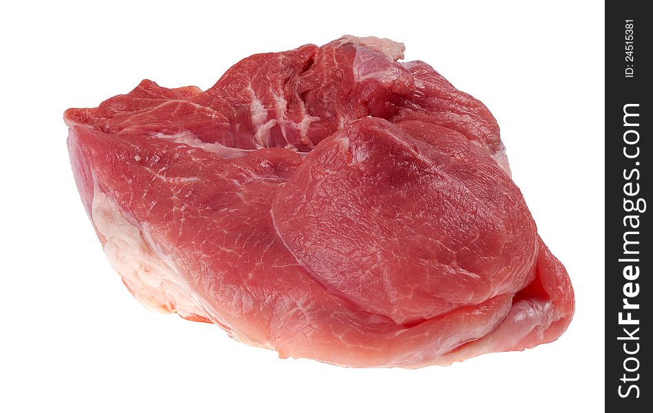 Red piece of meat on white