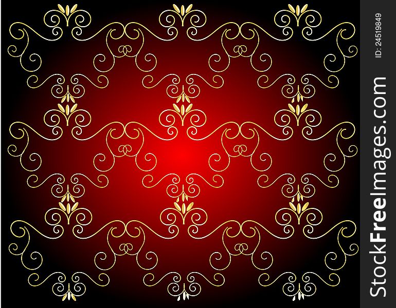 Vintage background with golden swirls