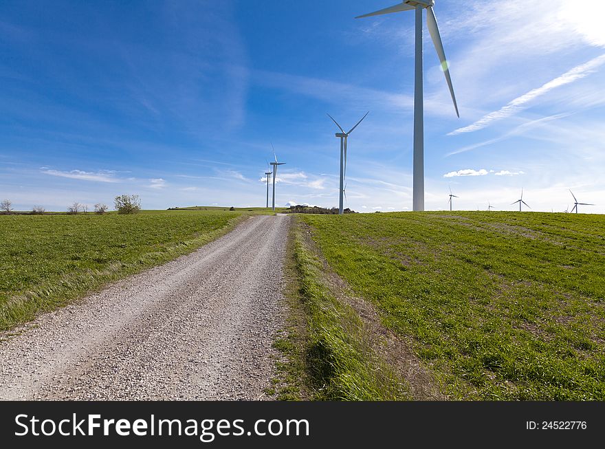 Wind turbines for renewable energy conversion located in Tarragona. Wind turbines for renewable energy conversion located in Tarragona