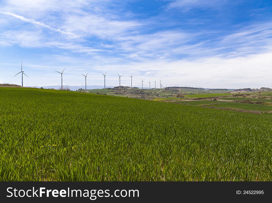 Wind turbines for renewable energy conversion located in Tarragona. Wind turbines for renewable energy conversion located in Tarragona
