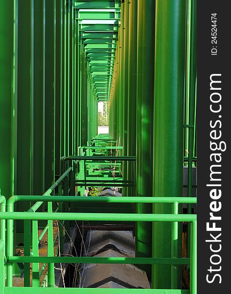 Geometries of green pipes as background