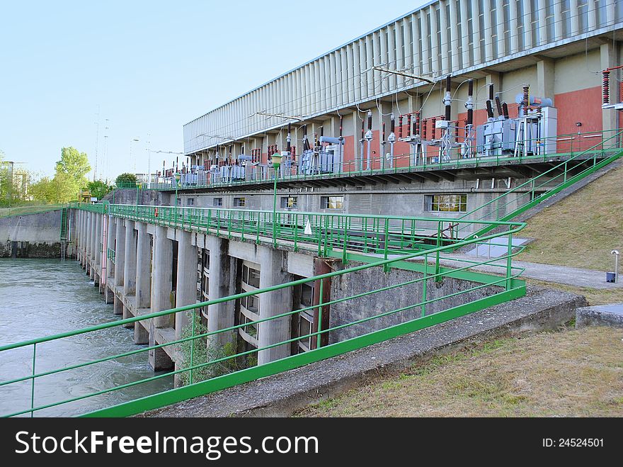 Hydroelectric power plant close to the dam