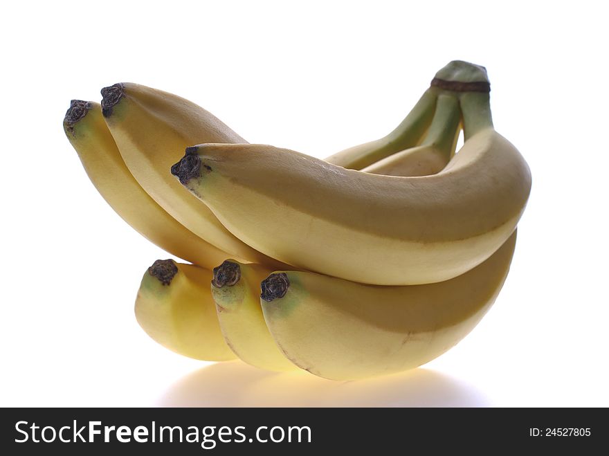 Close up of bananas on white