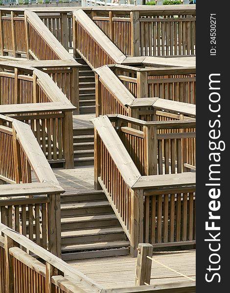 The close-up of wooden stairs