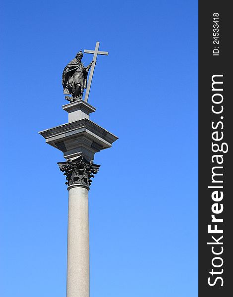 Zygmunt's Column or Sigismund's Column (Polish: Kolumna Zygmunta), erected in 1644, is one of Warsaw's most famous landmarks and one of the oldest secular monuments in northern Europe. The column and statue commemorate King Zygmunt III Waza, who in 1596 had moved Poland's capital from Krakow to Warsaw. On the Corinthian column (which used to be of red marble), 8.5 m high, a sculpture of the King, 2.75-metres high, in archaistic armour is placed. Sigismund's Column now stands at 22 metres and is adorned by four eagles. The king is dressed in armor and carries a cross in one hand and wields a sword in the other. Zygmunt's Column or Sigismund's Column (Polish: Kolumna Zygmunta), erected in 1644, is one of Warsaw's most famous landmarks and one of the oldest secular monuments in northern Europe. The column and statue commemorate King Zygmunt III Waza, who in 1596 had moved Poland's capital from Krakow to Warsaw. On the Corinthian column (which used to be of red marble), 8.5 m high, a sculpture of the King, 2.75-metres high, in archaistic armour is placed. Sigismund's Column now stands at 22 metres and is adorned by four eagles. The king is dressed in armor and carries a cross in one hand and wields a sword in the other