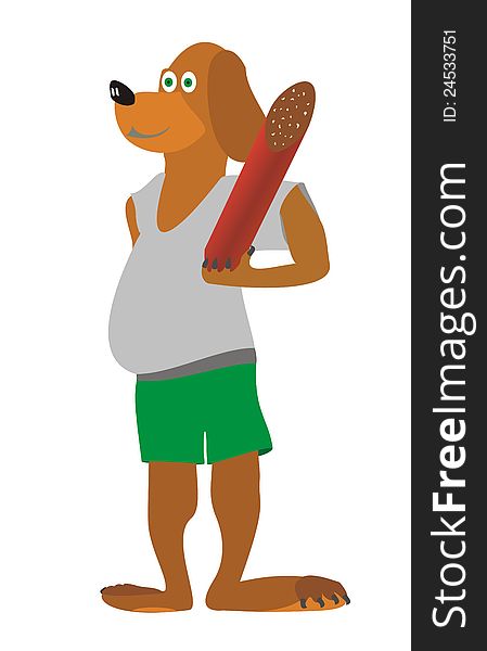 Vector illustration of a doggie with sausage