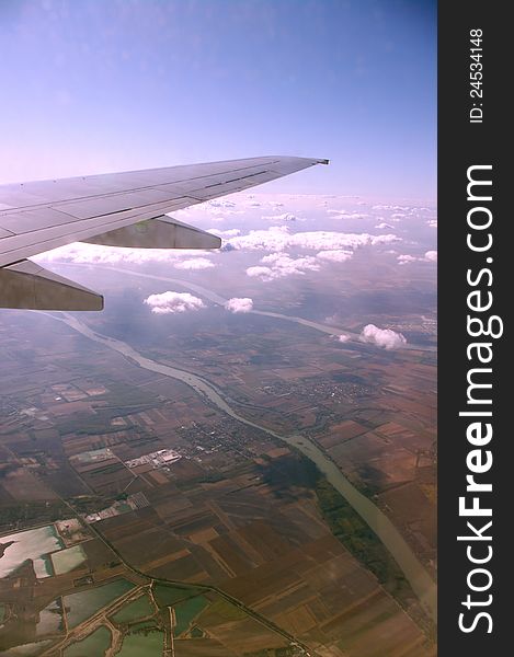 Wing of the aircraft and view from above