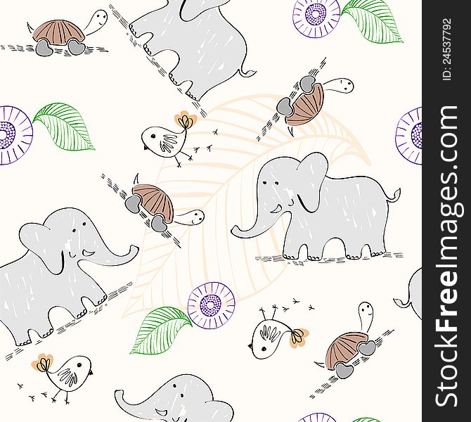 Sweet babies doodle seamless pattern. Babies background.