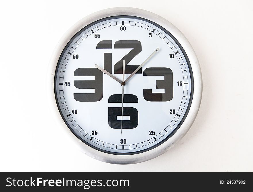 Wall analog clock with silver edge