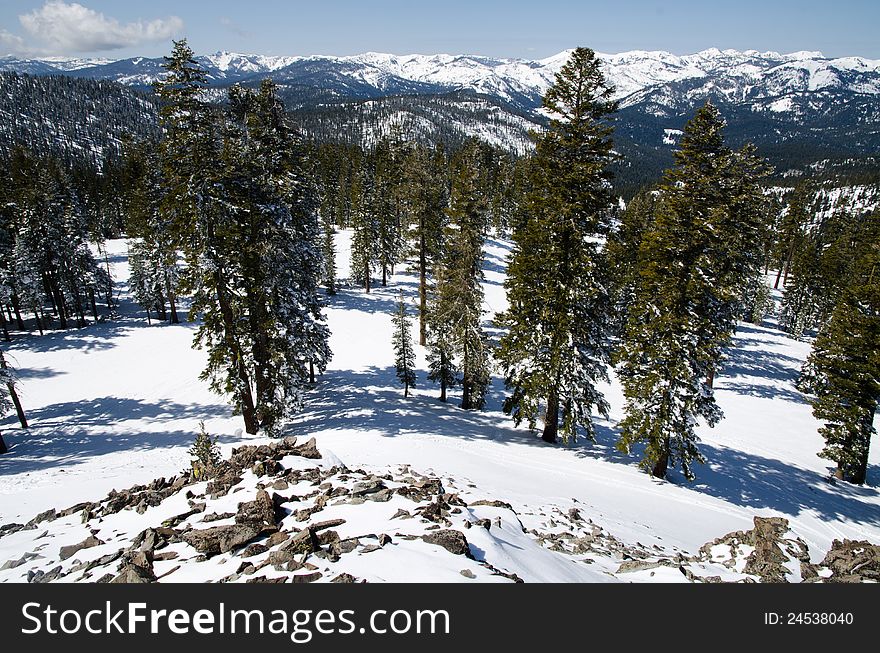 Northstar resort in Sierra Nevada mountains near lake Tahoe in California. Northstar resort in Sierra Nevada mountains near lake Tahoe in California