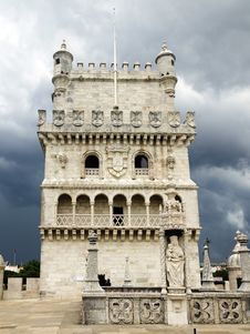 Belem Tower Just Before The Storm Stock Image