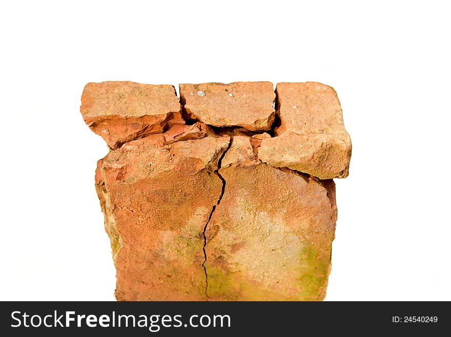 Building An Old Red Brick Isolated On A White