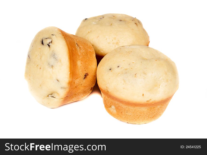 Delicious muffins with raisins isolated. Delicious muffins with raisins isolated