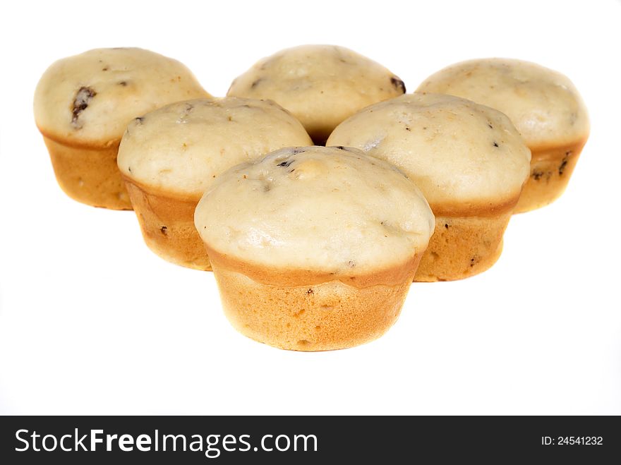 Delicious muffins with raisins isolated. Delicious muffins with raisins isolated