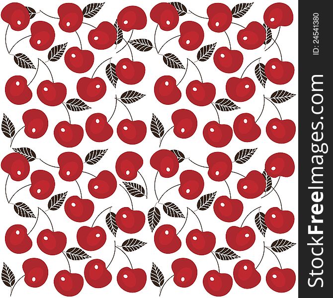 Cherry seamless background, vector image, cherry wallpaper