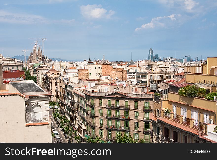 Panoramic view of Barcelona city