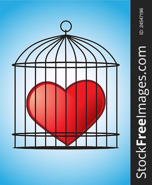 Illustration of a heart in a cage. Illustration of a heart in a cage.