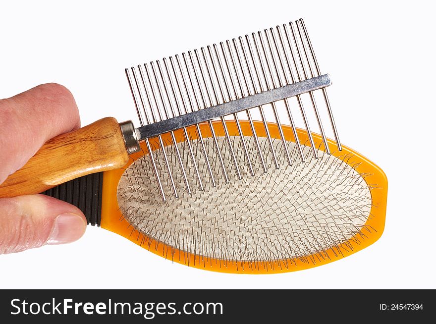 Hairbrushes For Animals In A Hand