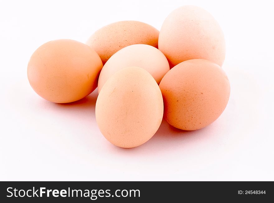 chicken eggs on white