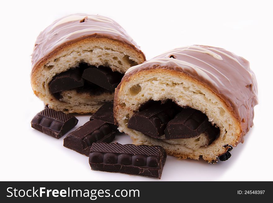 Choco croissant isolated on white