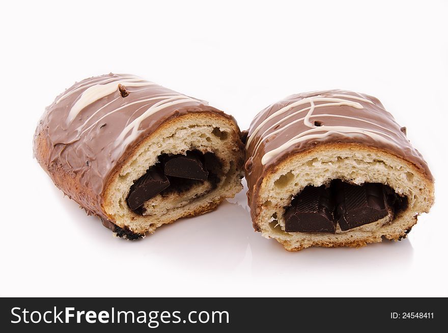 Choco croissant isolated on white. Choco croissant isolated on white