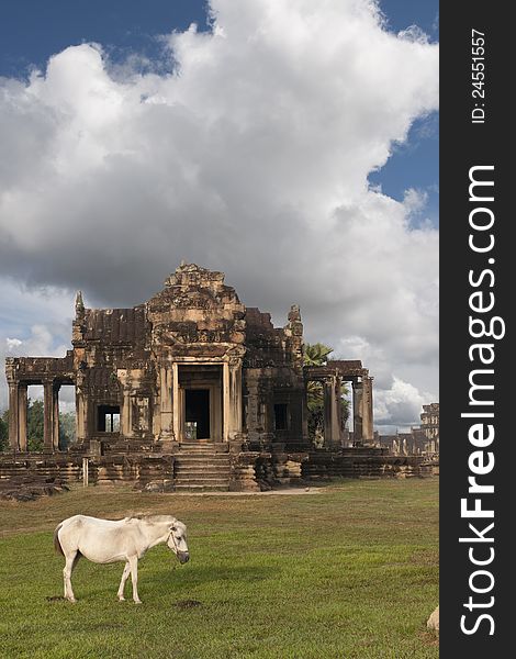 Horse, Temple and cloud in Angkor Wat, Siem Reap, Cambodia