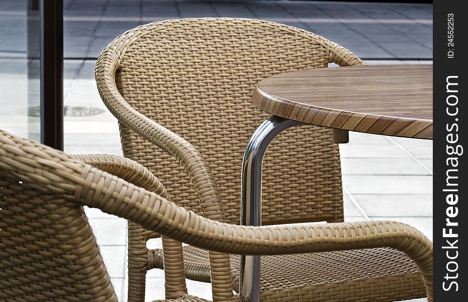 Table and chairs on the terrace of the bar. Table and chairs on the terrace of the bar