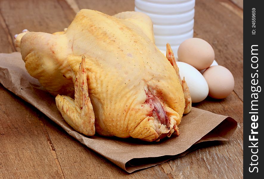 Fresh household food - chicken, eggs and pair milk. Fresh household food - chicken, eggs and pair milk